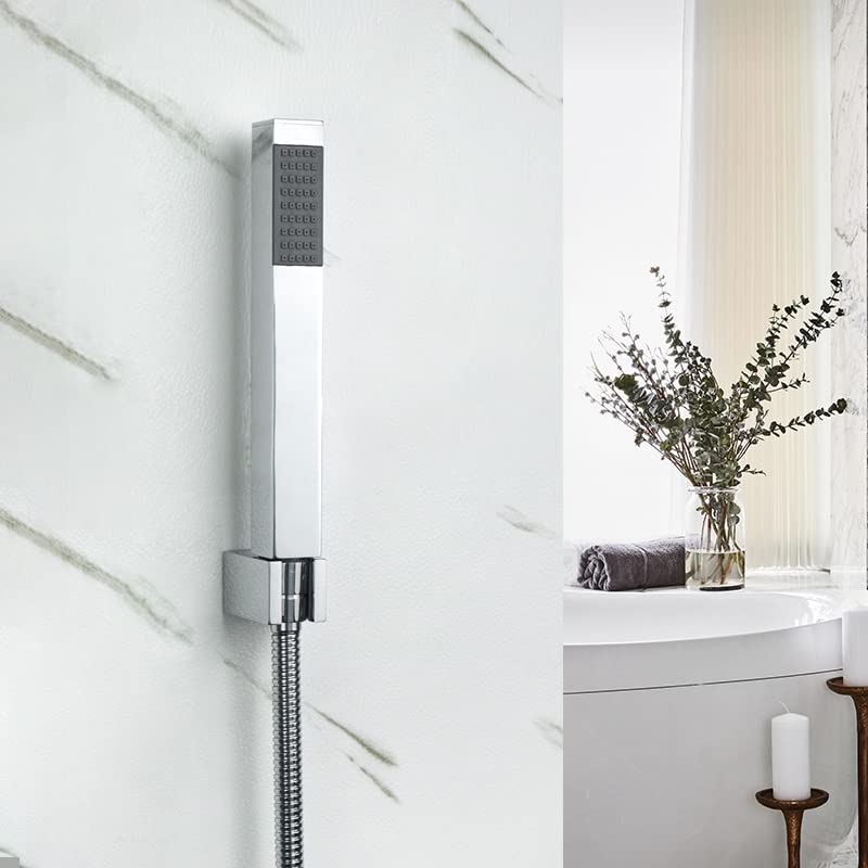 Juego de alcachofa de ducha de mano de alta presión con manguera de latón macizo y soporte de montaje en pared, conector G1/2 para baño, potente flujo de agua, diseño de fácil instalación