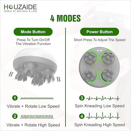 Image of HOUZAIDE Electric Head Massager Vibration Machine for Hair Growth, Hair Fall Control, Face Cleaning | Scalp, Body & Head Massager for Gift for Mother