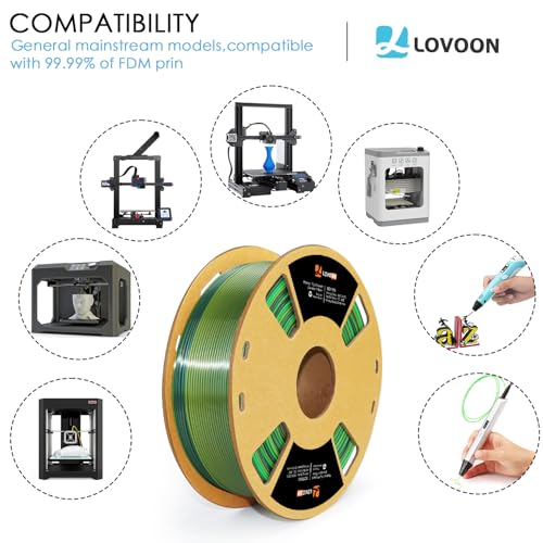 Image of LOVOON pla Filament 1.75mm 3D Printer Filament 1kg, Black Green Gradient Filament Color Changing PLA,3D Printing Filament for 3D Printer 3D Pen, Halloween,1KG(2.2lbs) /Spool