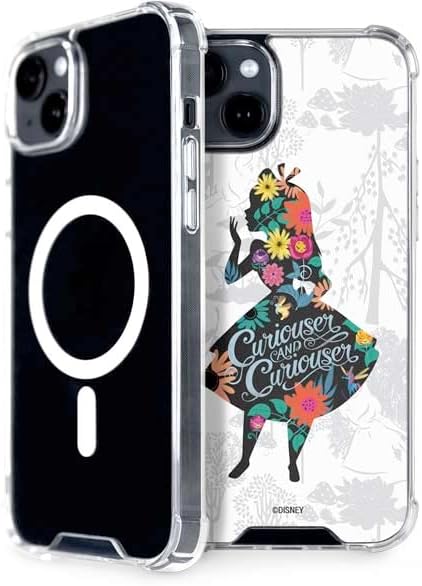 Skinit Phone Case Compatible with MagSafe iPhone 15 - Officially Licensed Disney Alice in Wonderland (Animated) Silhouette Curiouser and Curiouser Design