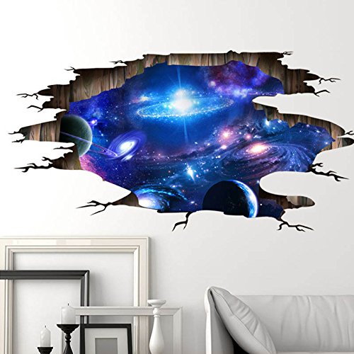 Jmhwall Popular Outer Space Planets 3D Wall Stickers Cosmic Galaxy Wall Decals For Kids Room Baby Bedroom Ceiling Floor Decoration 6090Cmh