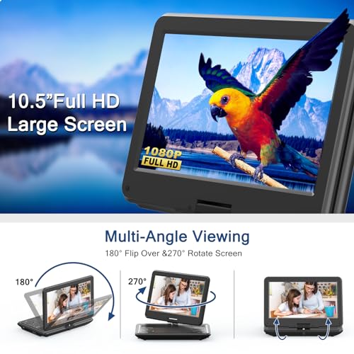 Sqqbzz PD-100 12.5 Inch Portable Dvd Player With 10.5 Inch Large Hd Screen, 4-6 Hours Rechargeable Battery thumb #3