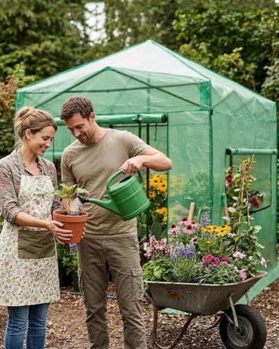 Image of CROWN SHADES 8x6 Pop Up Greenhouse,Walk-in Greenhouse,Green