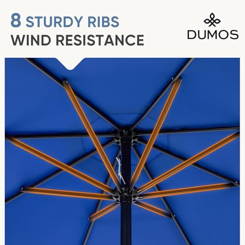 image for DUMOS 9FT Outdoor Patio Umbrella with Push Button Tilt and Crank, Tabl