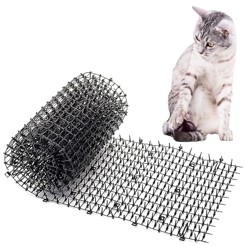 Homarden Black Scat Mat for Cats - 13ft x 11" Plastic Cat Deterrent with Spikes and 12 Garden Staples - Indoor and Outdoor Mat to Protect Furniture and Gardens