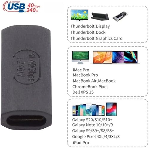 Miniatura 6 de xiwai USB4 recta 240W extensión de alimentación 40 Gbps tipo C hembra a hembra 8K adaptador de video para NS teléfono portátil