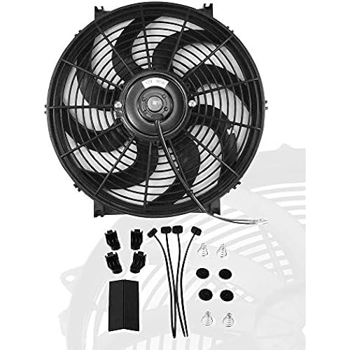 12" inch Slim Fan Pull Electric Radiator Cooling Fans 12V Mount Kit Unversal Black
