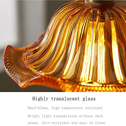 Lámpara colgante de cristal ámbar tipo chandelier nórdico con líneas latón 4