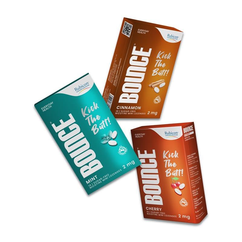 Rubicon BOUNCE Nicotine Mini Lozenge 2 Mg | Mint, Cherry, Cinnamon flavours Sugar Free | USFDA Approved | Helps Quit Smoking | 3 Packs of 10 Lozenges-image-18