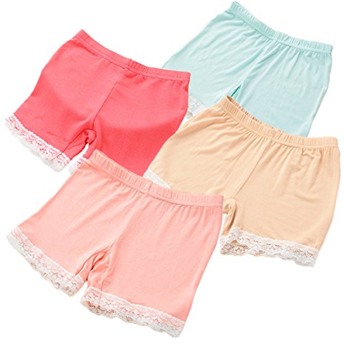 4 Pcs Little Girls Kids Boy-Leg Slim Elastic Safety Short Lace Leggings Panties Underwear