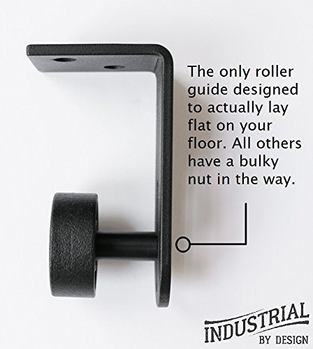 Industrial By Design Stay Roller Door Guide For Barn Door With Nylon Bearings For Silent, Smooth Operation - The Only Channel Guide With Flush To Floor Design - Solid 3/16" Steel (Wall Mount) #TOP2
