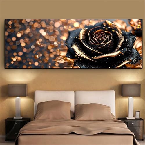 Broderie diamant noir 80x220cm Mefooge rose grand format kit complet