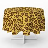GZBJMYGS Leopard Skin Tablecloths Animal Theme Cheetah Print Round Table Covers Spotted Pattern Stea