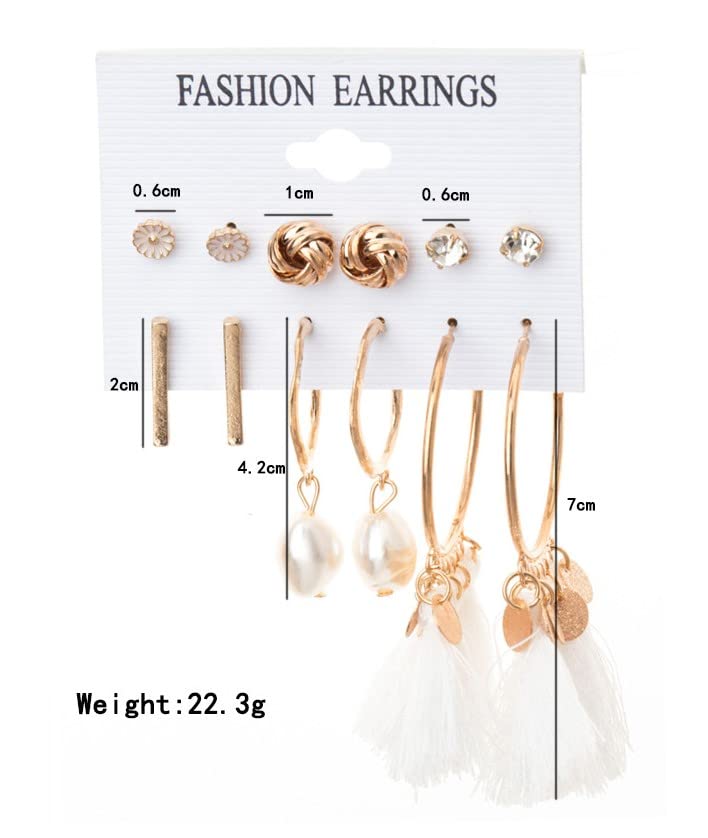Image of ANNACREATIONS Stylish combo of pearl stud hoop earrings set for Women Girls
