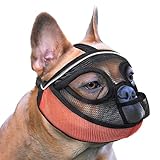 YAYOSUE Short Snout Dog Muzzle, Night Glow Muzzle for Large Sized Flat Faced Dogs Breathable Mouth Cover for Charles Spaniel English Bulldog French Boston Terriers Pekingese (Black,L)