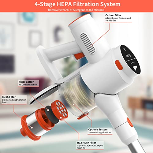 Cordless Vacuum Cleaner Led Touch Display, Redkey 250W Stick Vacuum 25Kpa Powerful Suction, 6 In 1 Lightweight Vacuum For Carpet Hard Floor Pet Hair, Up To 40 Min Long Runtime Detachable Battery #TOP2