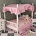 iLAND Dollhouse Furniture Bedroom Set Doll House Mini Bed for Dolls Wooden Miniature Furniture with 1 12 Scale Accessories Pink Dollhouse Accessories Decor