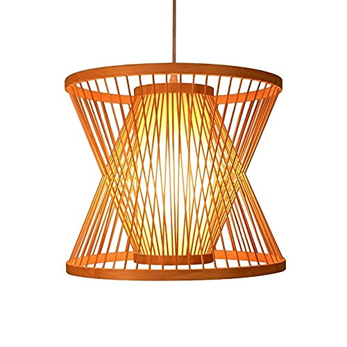 Lustre rotin E27 style japonais pour salon et restaurant chaleureux