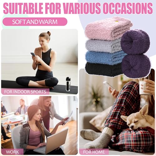 Image of ZaYang Womens Fuzzy Slipper Socks Cute Animal Soft Warm Winter Microfiber Sleeping Socks