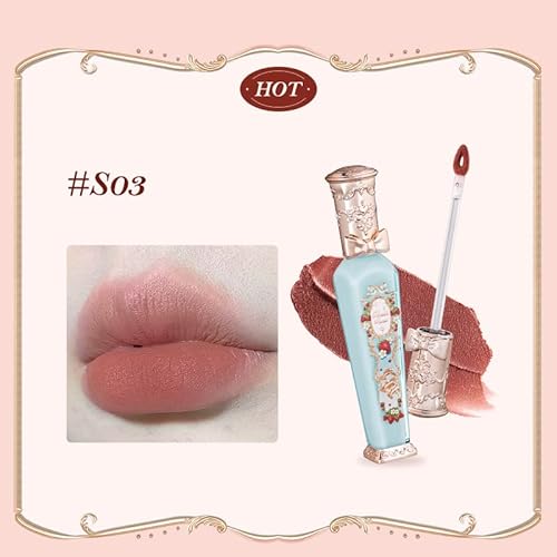 1Pc Huazhixiao Strawberry Rococo Cloud Series Lip Mud Lip Cream Lip Color, Moisturizing Nourishing Lipstick Lip Color, Red Brick Berry Color Long Lasting Smudge Proof Lip Cream (S03#), Pack Of 1 #TOP1