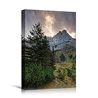 Canvas Wall Art Rocky Views Cool Dramatic Mountain Nature Photography Romantics - 12x18 inches