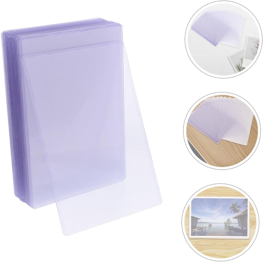 VILLCASE 50pcs Hard Card Sleeves Photo Protectors Photo Card Holders and Slim Fit for Display