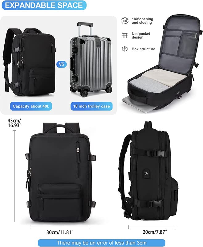 The Purple Tree Multifunction Waterproof Laptop Travel Backpack with Shoe Compartment, Shoulder Bag, 35 L Laptop Backpack with USB Charging, Flight Cabin Backpack, Antitheft Zipper Bag - Image 8 thumbnail
