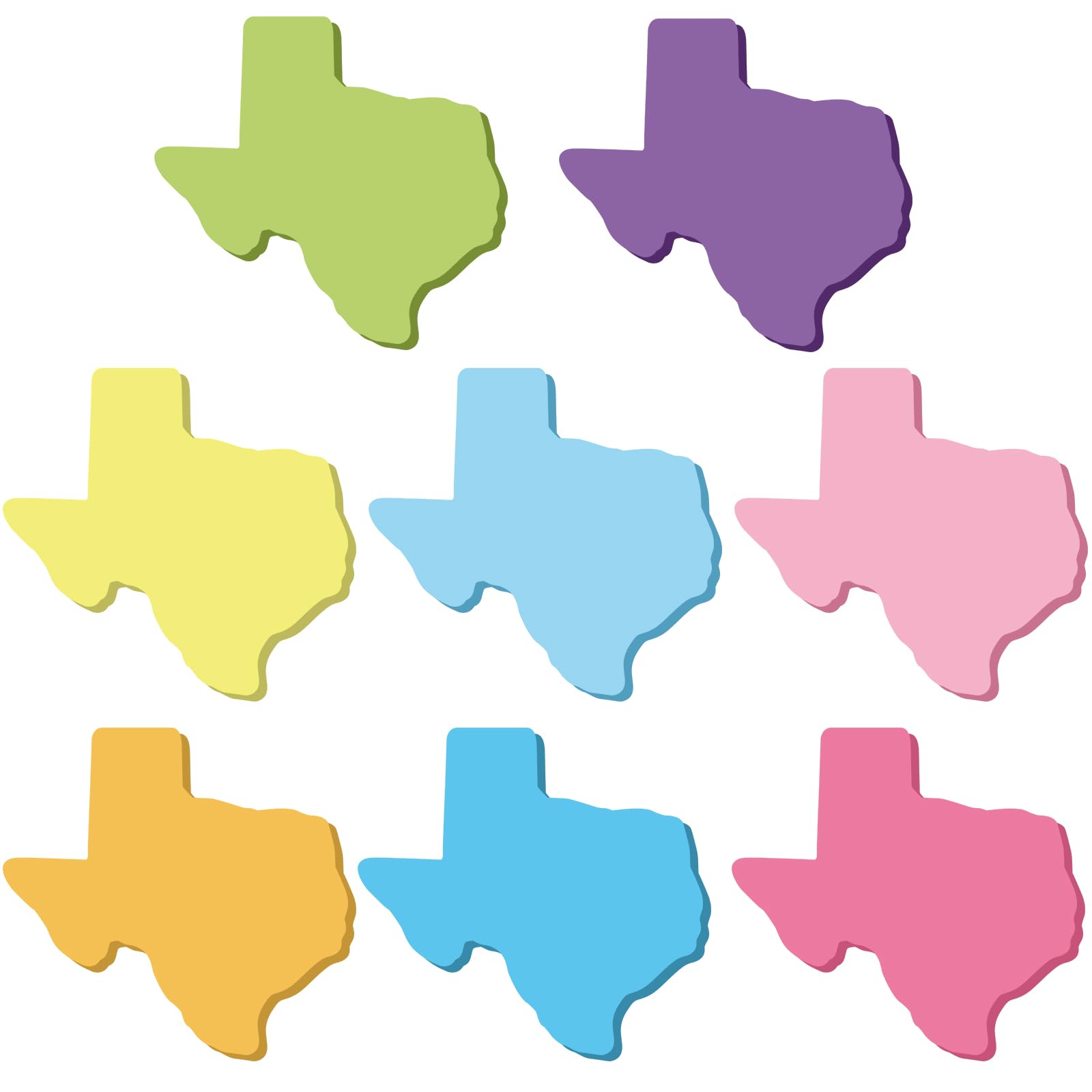 Gilprop 8 blocs / 240 hojas de notas adhesivas con forma de estado de Texas, notas autoadhesivas de Texas, bloc de notas coloridas para recuerdos de Navidad, regalos de despedida, 8 colores brillantes