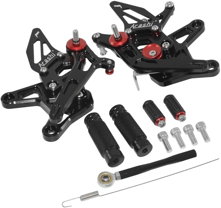 Motorbike For Kawasaki Ninja ZX-6R ZX-636 ZX6R ZX636 2024 2025 Adjustable Rider Rearset Footrests Foot Rest Pegs Shift Pedals Shifter Bracket Rear Sets (Black)