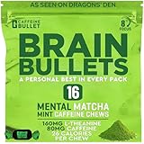 Old Recipe | 80mg Caffeine & 160mg L-Theanine Focus Enhancing Energy Chews – Neuroscience Backed Nootropic Stack, Mental Acuity & Cognitive Support | Mint Matcha Flavor Brain Bullet, 4 Pack