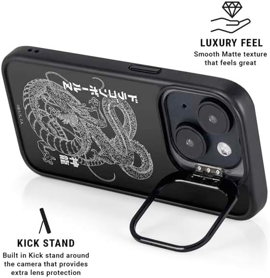 Skinit Kickstand Phone Case Compatible with iPhone 13 - Officially Licensed Dragon Ball Z Negative Shenron Design