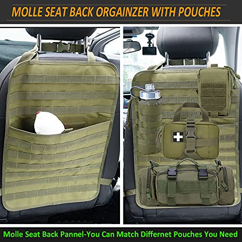Molle Seat Back Organizer, Tactical Car Seat Organizer With Pouches, Tactical Molle Vehicle Organizers Panel Universal Fit Car Khaki #TOP4