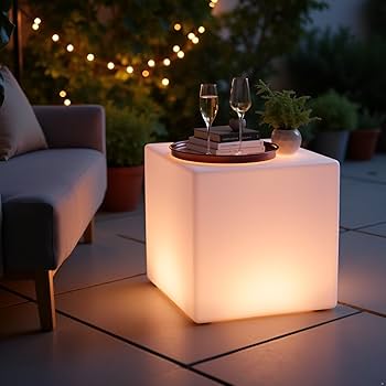 20-in LED Cube Chair, Cordless Rechargeable LED Cube Light Table