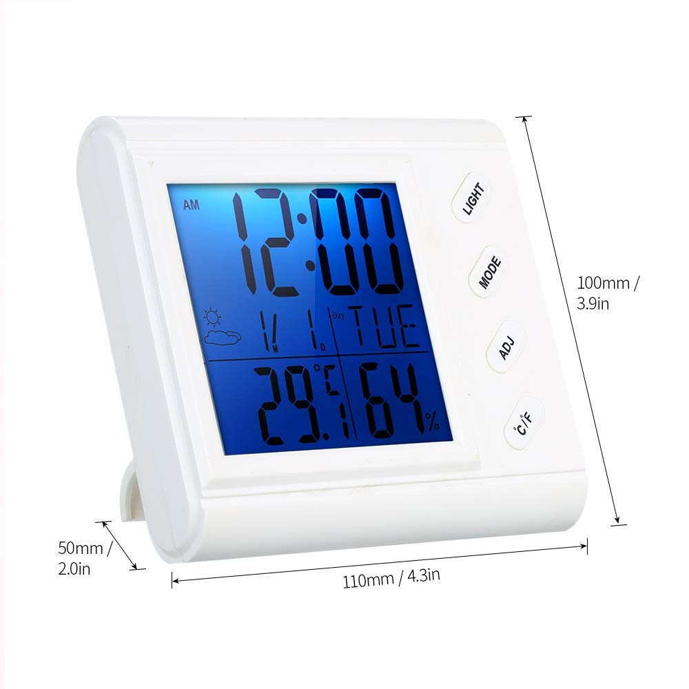JFDBGU LCD Digitale termometro per Interni Igrometro Temperatura Ambiente, termometro ad Alta precisione e igrometro con la retroilluminazione della Sveglia