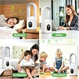 HoldOneLight Przenośny wentylator biurkowy bez wirnika, mini wentylator USB z 6 regulowanymi timerami i regulacją prędkości obrotowej, osobisty wentylator stołowy do domowego biura i sypialni (biały)