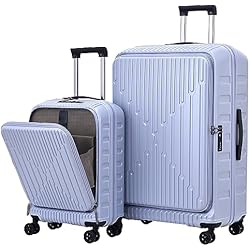 Maletas Ravizzoni TydeCkare 2 Piezas 19/29 Juegos de Equipaje, Equipaje de Mano de 19 Pulgadas con Bolsillo Frontal y Maleta de Apertura Lateral de 29 Pulgadas, ABS Ligero + Carcasa rígida de PC, Color Morado Lila