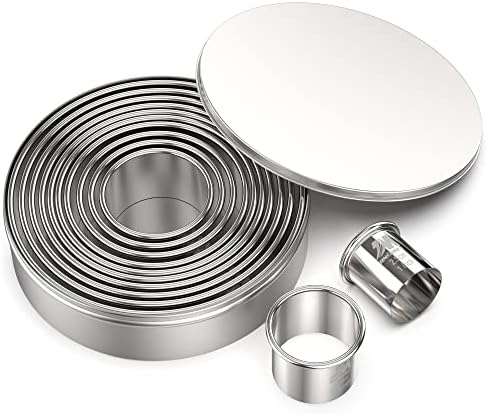 M JINGMEI Round Cookie Biscuit Cutter Set 12 Pieces Graduated Circle Pastry Cutters 18/8 Stainless Steel Cookie Cutters1inch - 4 1/2inch Donut Cutter Ring Molds