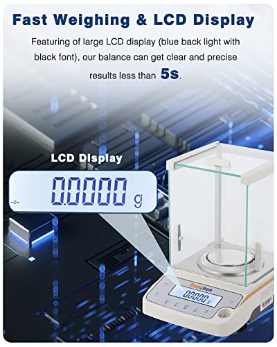 Analytical Balance, 220G/0.1Mg Precise Electronic Scale 0.0001G Hanchen Digital Balance For Jewelry Store Lab Pharmacy Chemical Plant (220G/0.1Mg) #TOP4