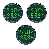 Vista 1 de Indicador de corriente y voltaje de CA de 3 piezas con pantalla de dos dígitos, monitor de instrumentos de medición multifunción LED de cabeza Verde