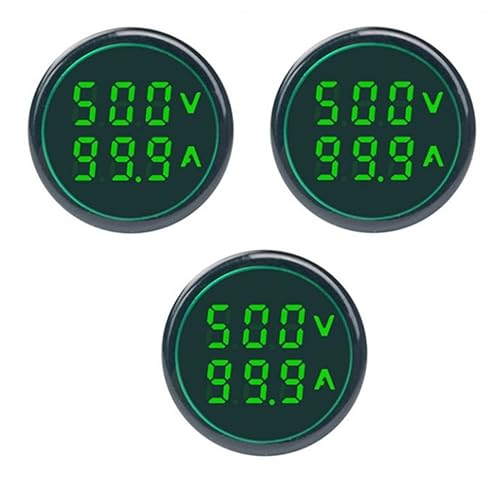 Indicador de corriente y voltaje de CA de 3 piezas con pantalla de dos dígitos, monitor de instrumentos de medición multifunción LED de cabeza Verde