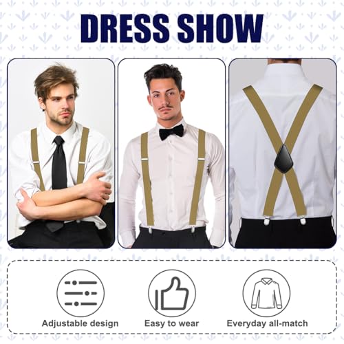 Image of Aomig Men's Adjustable Wide Braces, Extra Wide X Braces for Men, Braces for Men with Very Strong 4 Clips - 3.5 cm