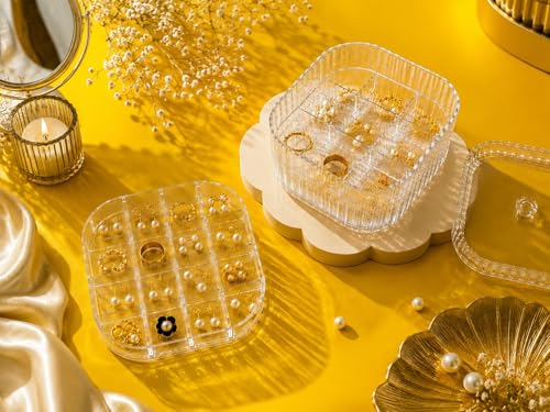 Image of Xmart India Acrylic Jewellery Organizer Box with Lid, Transparent Storage Case for Earrings, Rings, Necklaces, Bracelets and Makeup Accessories for Women and Girls (3 Layer)