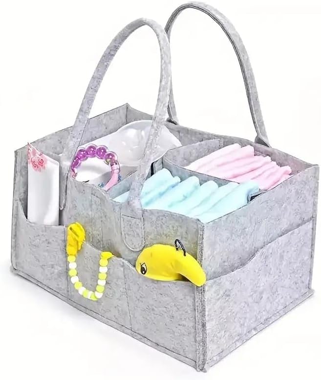 Bebek Bakım Çantası Düzenleyici, Keçe Malzeme, Gri Renk, Taşınabilir Bölmeli Organizatör - Görsel 2