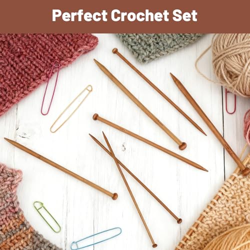 19 Pcs Bamboo Knitting Needles Set with Multiple Sizes, Natural Wooden Needles for Beginners and Experts, Complete Knitting Needle Set for Sweaters and Scarves - Image 3