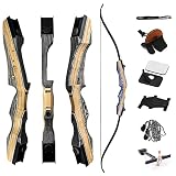 DEERACE Takedown Recurve Bow Set 62" Classic Traditional Wooden Bow for Adults Youth Beginner Huntin