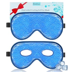 BeeVines Eis-Augenmaske, 2er-Pack JUMBO Kühlende Gel-Masken für geschwollene Augen für Männer & Frauen, kalte & warme Kompresse für Post-Chirurgie, Schwellungen, Allergien (A01 Blau & Blau)