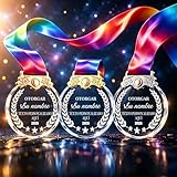 WBW Medalla de Cristal Personalizada con Texto, Medallas Personalizadas para Premios de 1.º, 2.º y 3.º Lugar, Medalla de Oro, Plata y Bronce – Competencias Deportivas y Eventos Escolares (Cristal)