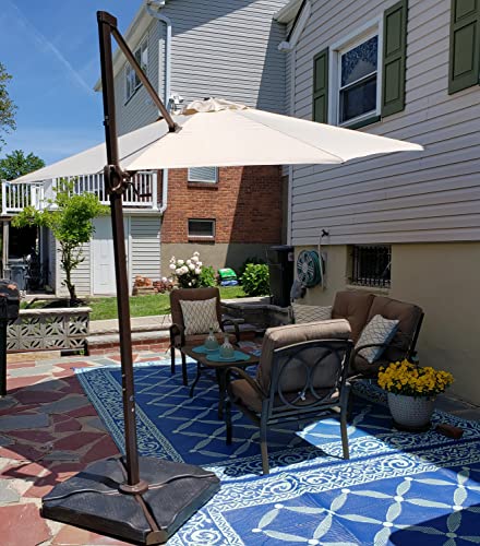 Abba Patio 4-Piece Cantilever Offset Patio Umbrella Water or Sand Filled Cross Bar Weight Base, 179 lbs, Black