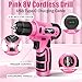 JENABOM Tool Set：Pink Tool Kit with 8V Cordless Drill, Tool Box with Drill, Hand Drill Set for Men & Women, Home Tool Kits for House Repair, Handyman, DIY 127 Piece