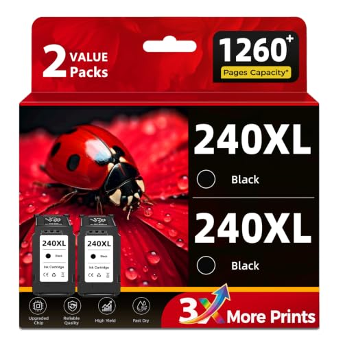 240 XL Black Ink Cartridges Compatible for Canon Ink 240XL PG240 XL PG240XL